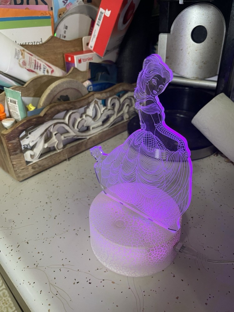Princess LED Night Light Color Changing USB Powered Touch Control Crackle Finish