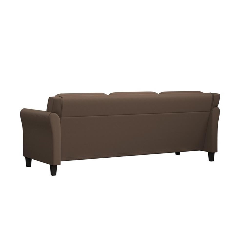 Bowery Hill Cushion Back Transitional Polyester Microfiber Sofa in Brown