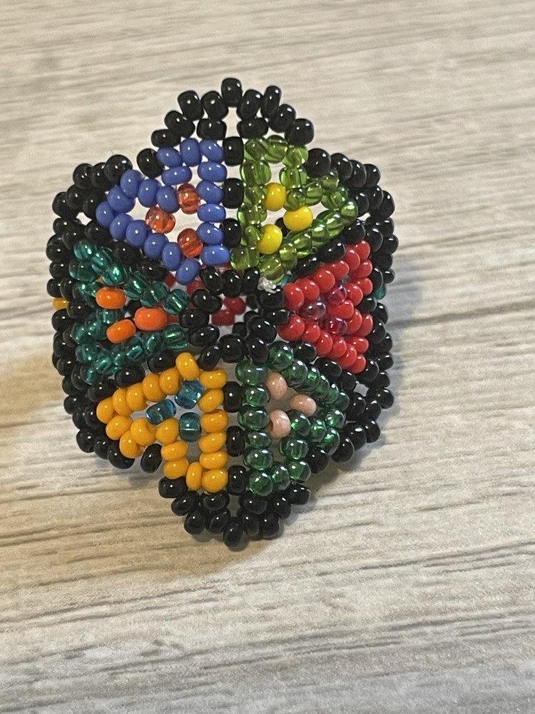 Handcrafted Wide Beaded Boho Ring