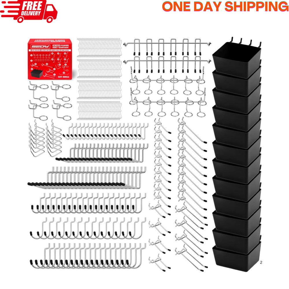 Pegboard Organizer Peg Board Hooks 300-Piece Hooks for Black