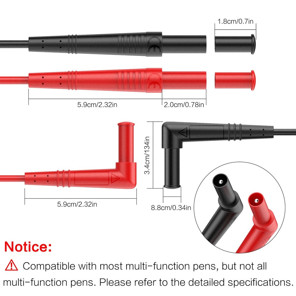 60 Inch Multimeter Insulated Test Leads Soft Silicone Voltmeter Clamp Meter