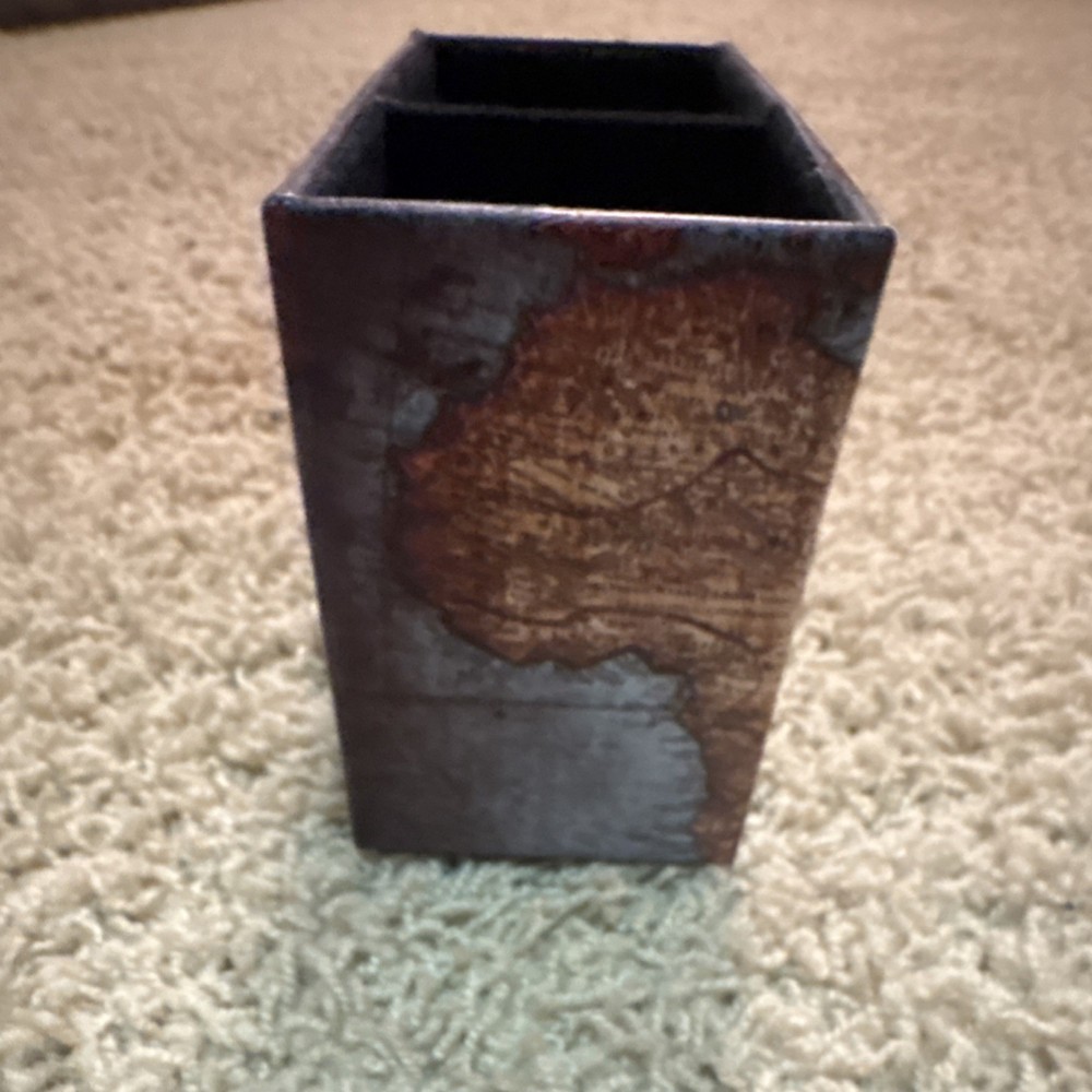 Vintage Map Pattern Rectangular Wood Decorative Storage Box