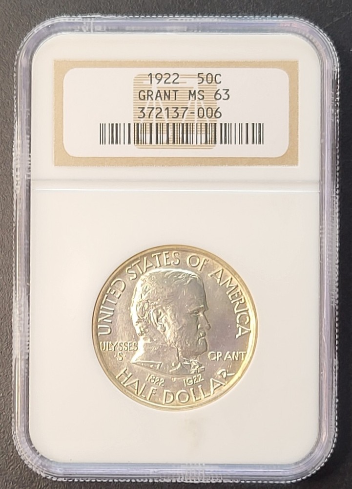 1922 50 Cent Grant Commemorative Silver Half MS 63 NGC Certified