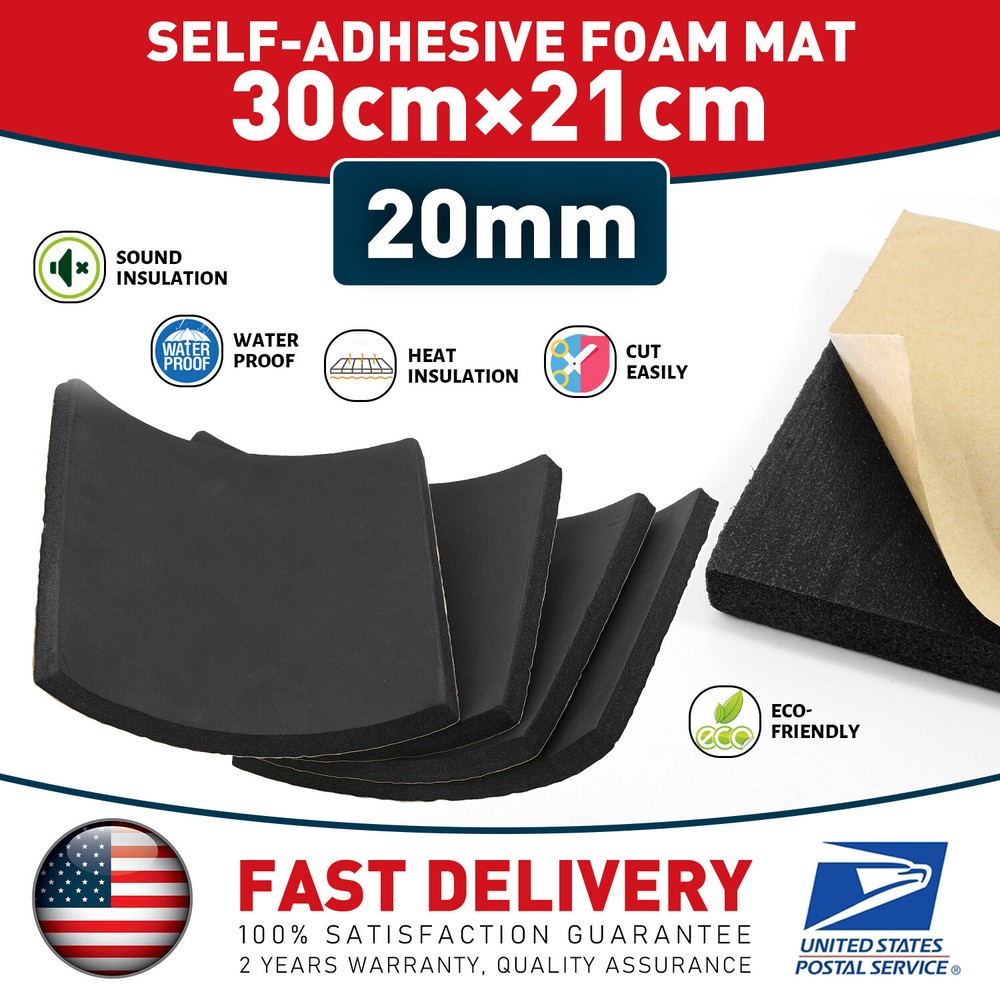 4pcs 12"x8.2" Black Self Adhesive Rubber Padding Neoprene Sponge Rubber Padding