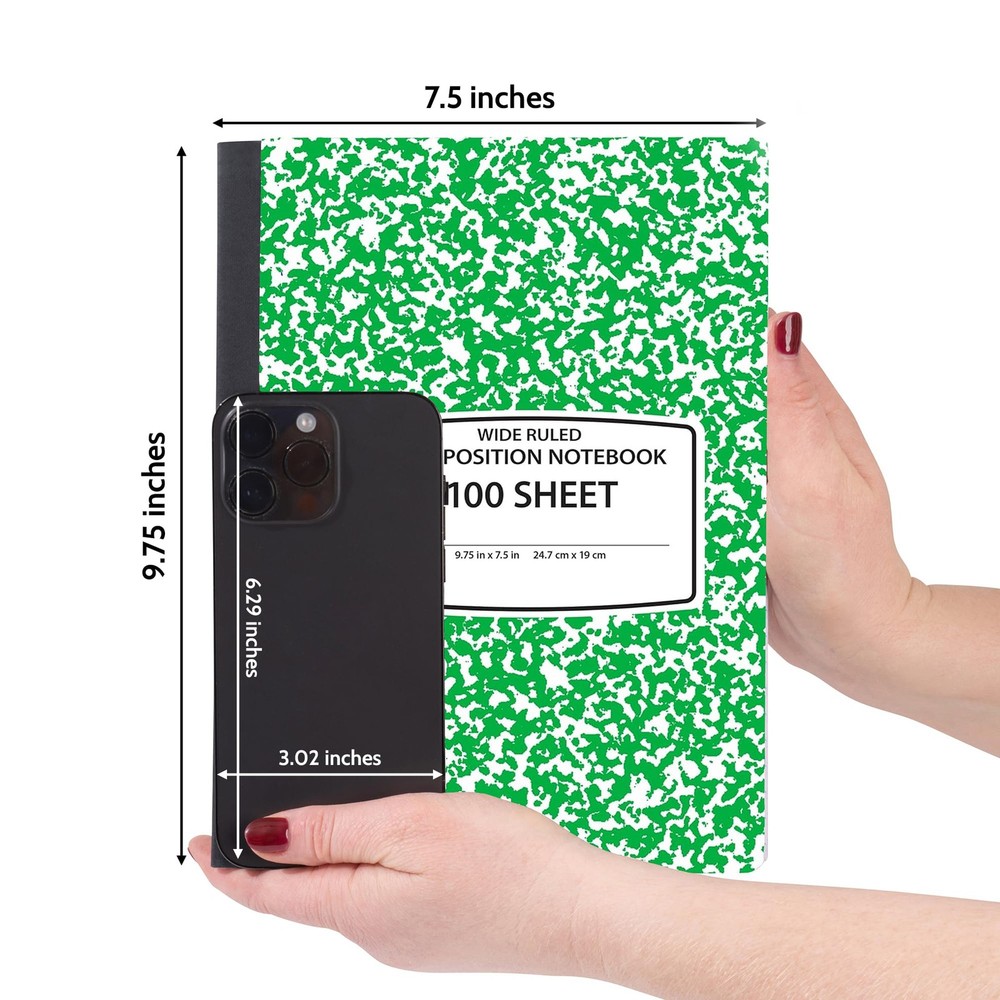 Bulk Composition Notebooks, 4 Pack, Wide Ruled, 200 Pages, Green