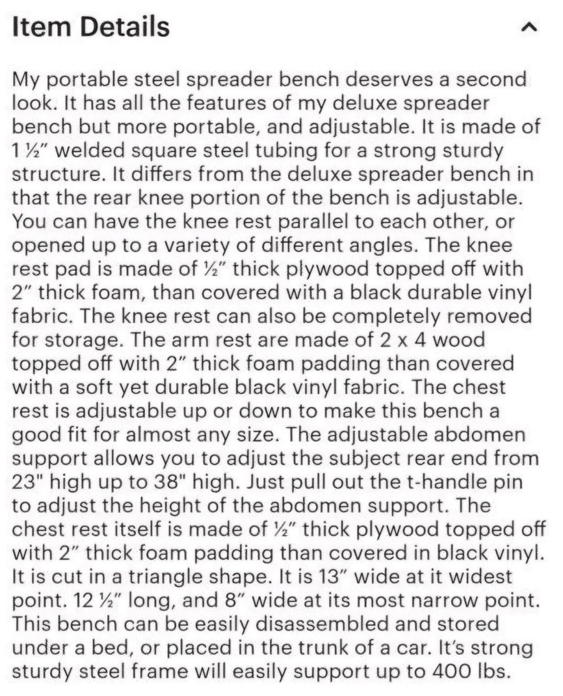 Portable Steel Spreader Bench
