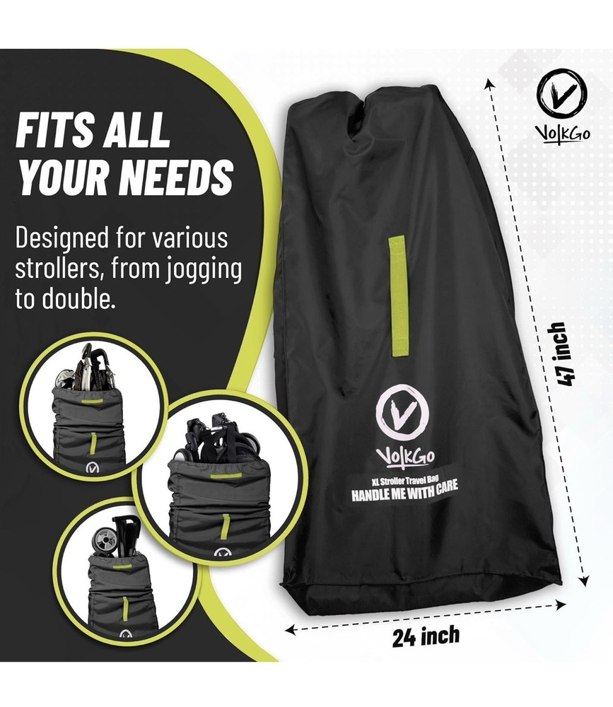 VolkGo Stroller Bag Large Backpack Airplane Gate Check Double Jogging Standard