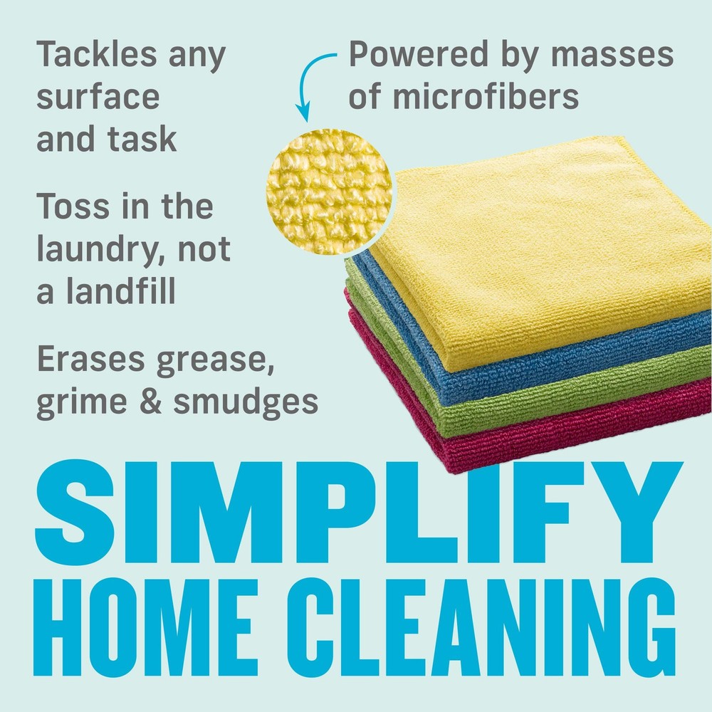 E Cloth General Purpose Cleaning Cloths 4 Pack Assorted Colors Reusable Micro...