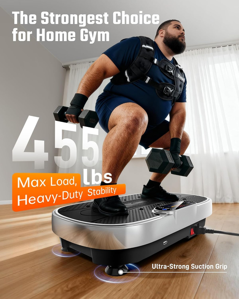 Vibration Plate Exercise Machine - 455 Lbs Full Body Vibrating Platform with Blu