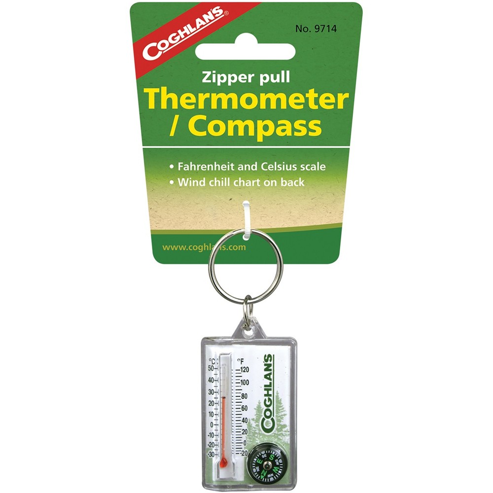 Coghlan's Zipper Pull Thermometer & Compass Keychain, Windchill Chart, Survival