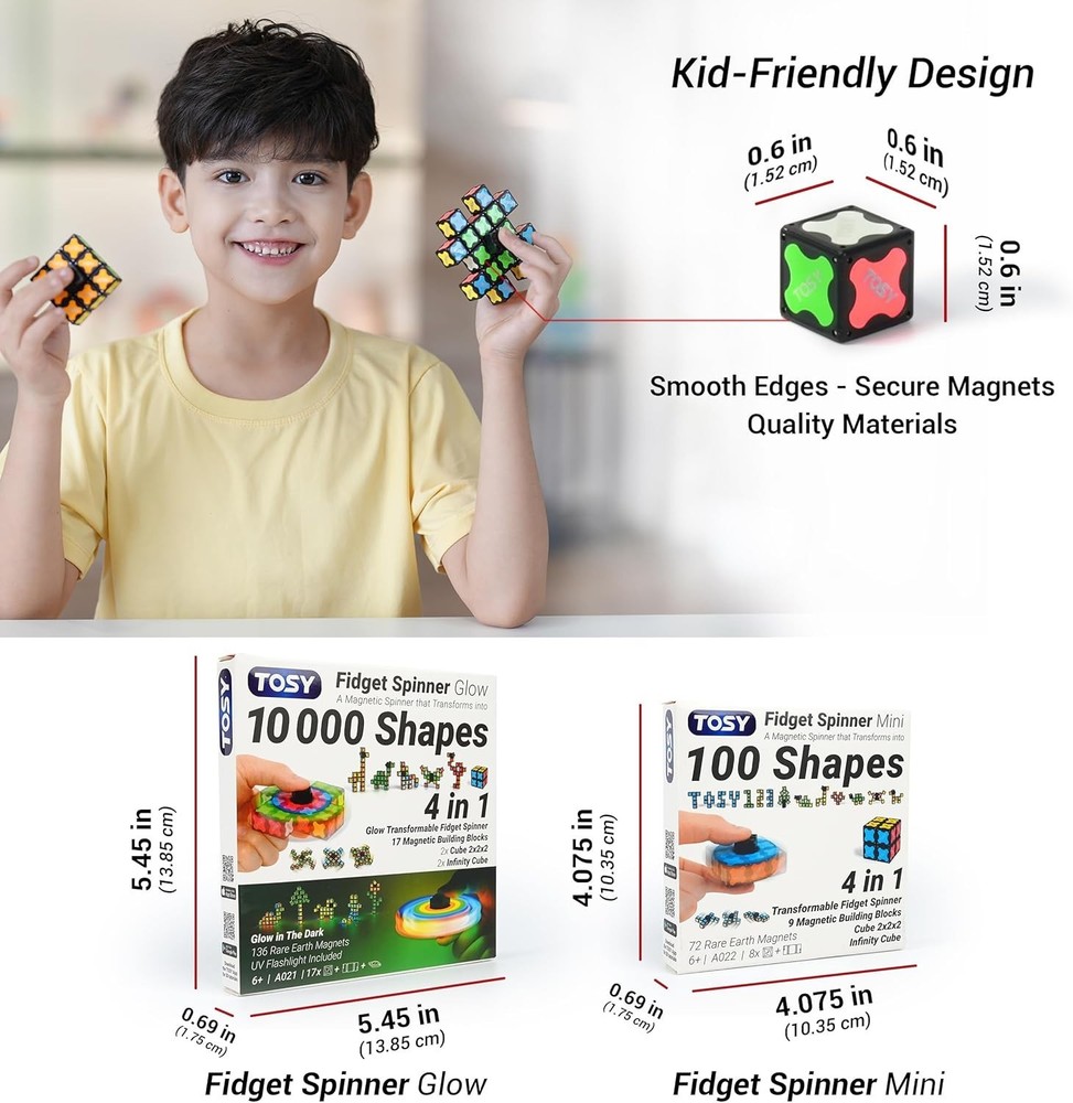 2-Pack Creative Fidget Spinner with UV Flashlight for Glowing Designs