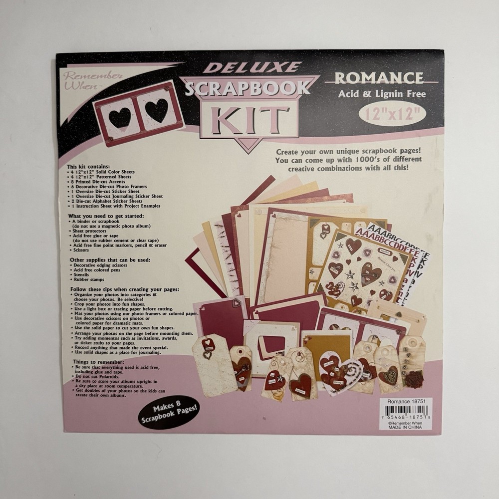 Remember When Deluxe 12x12 Scrapbook Kit Romance (incomplete kit)