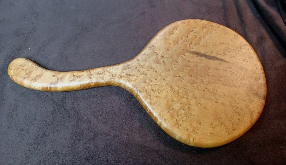 Vintage BirdsEye Maple Hand Held Beveled Mirror