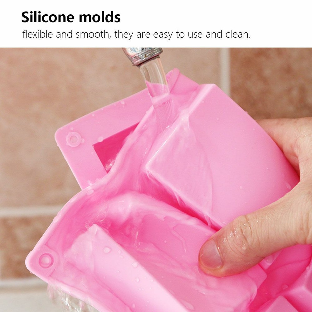 6 Cavity Rectangle Silicone Soap Making Molds DIY Mold Cake Bakeware Mould Tool