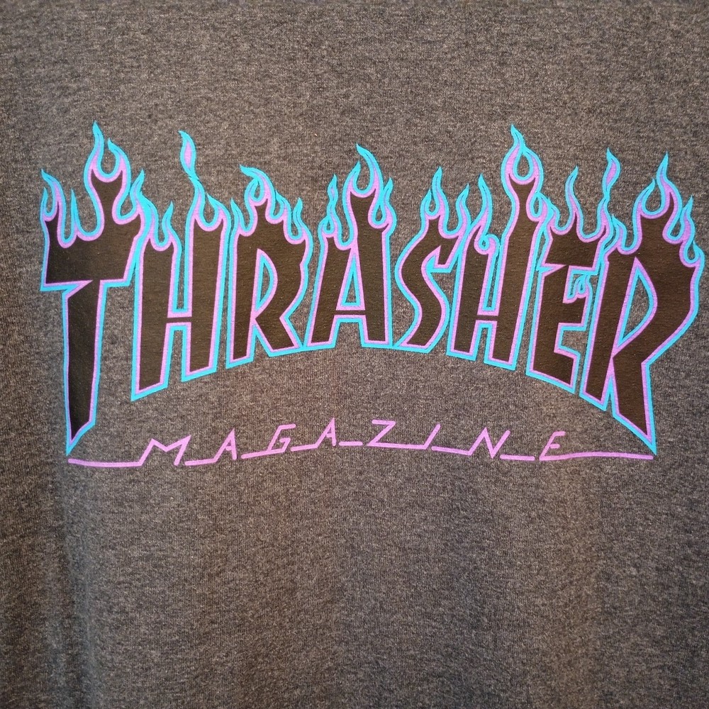 Thrasher heathered charcol gray flame tee