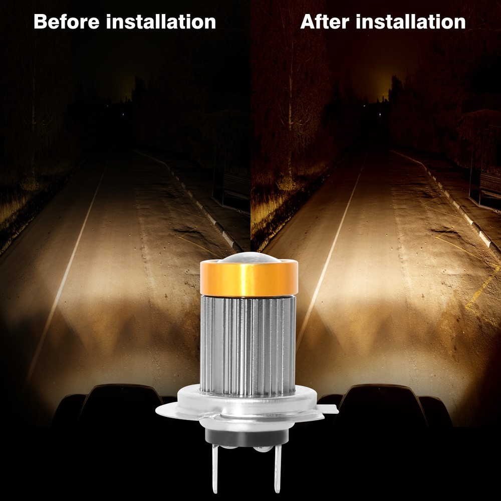 2pcs Error H7 LED Headlight Bulb Hi/Low Bulbs Beam 3000K Yellow Replacement