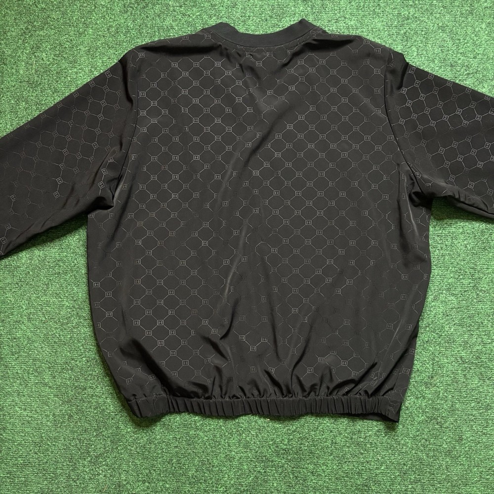 Pebble Beach Golf Links Pullover Windbreaker Jacket Sz Large Black V Neck