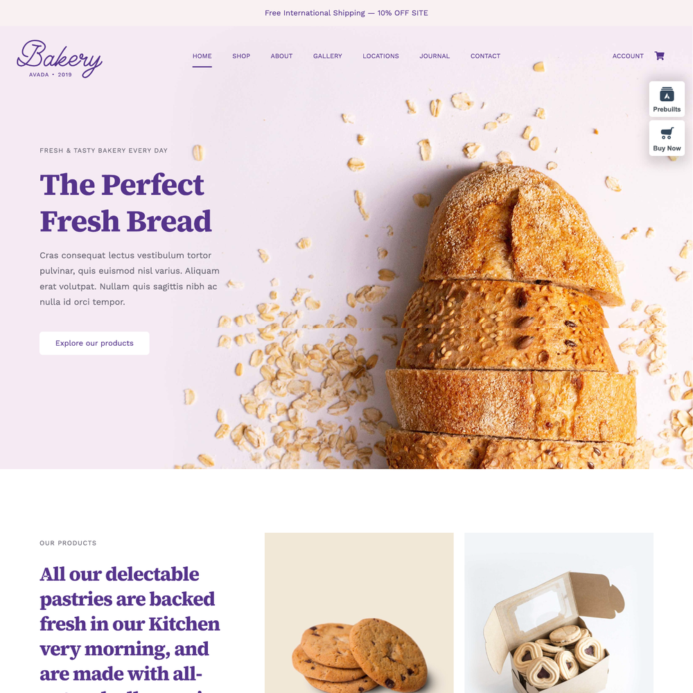 Bakery Website Design with Free VPS Web Hosting and Installation