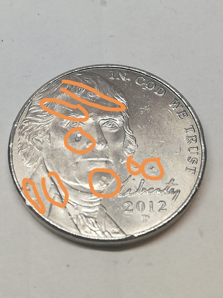 2012 P Jefferson Nickel Five Cent USD Error Coin Multiple Die Chips & Cracks