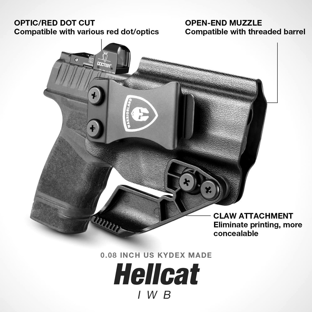 WARRIORLAND IWB Kydex Holster w/ Claw & Optic Cut for Springfield Hellcat