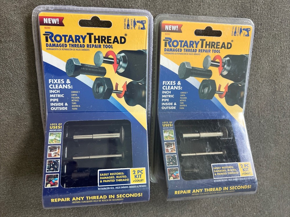 TWO - Rotary Thread File Rotary Tool, 2 PC Starter KIT w/Collet , NEW