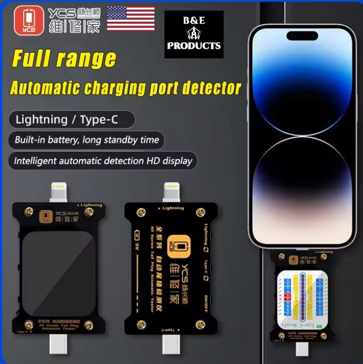 YCS Intelligent Auto Detection Tail Plug Tester Lighting Type-C Full Range