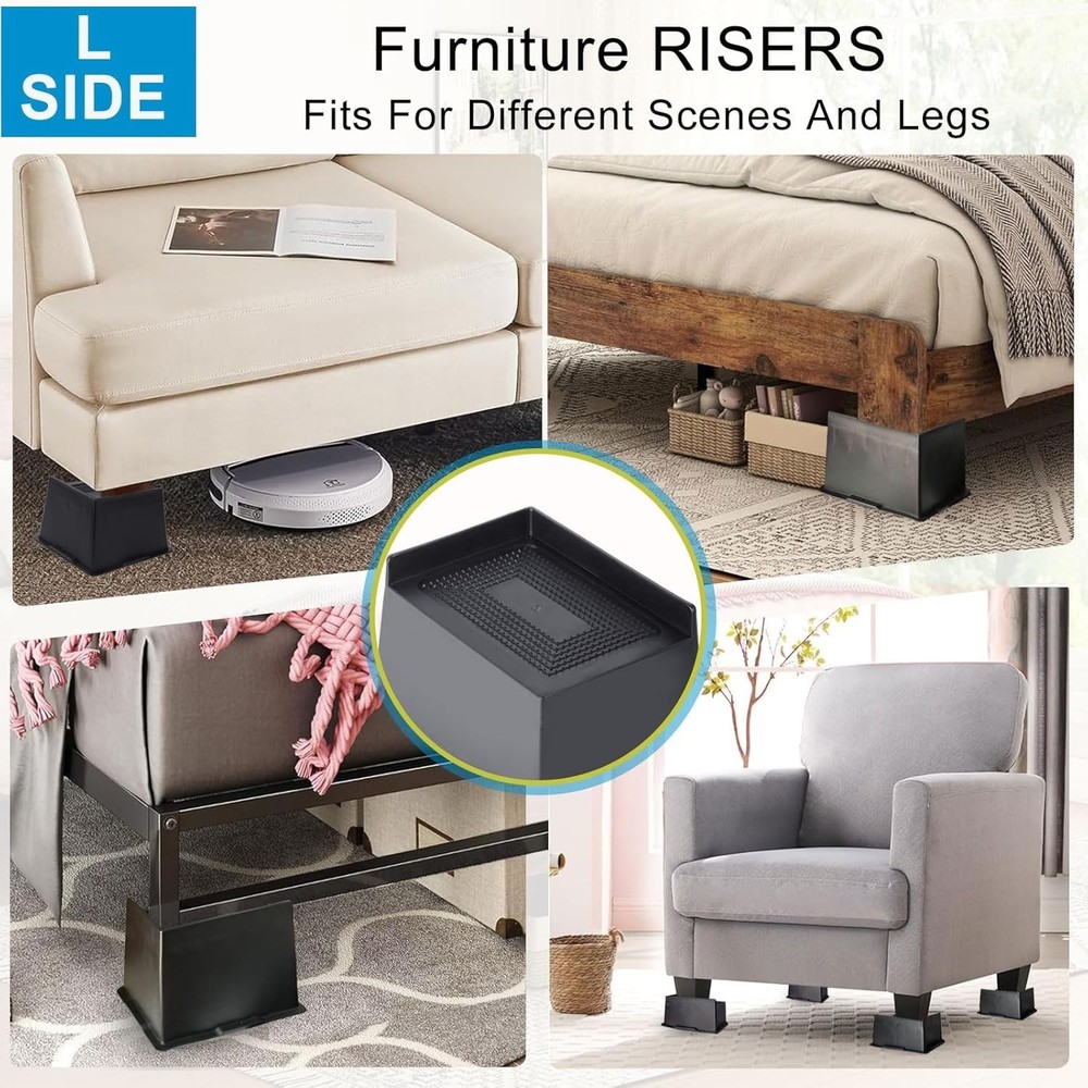 Bed Risers 6 inch Heavy Duty, Oversized 6 Pack