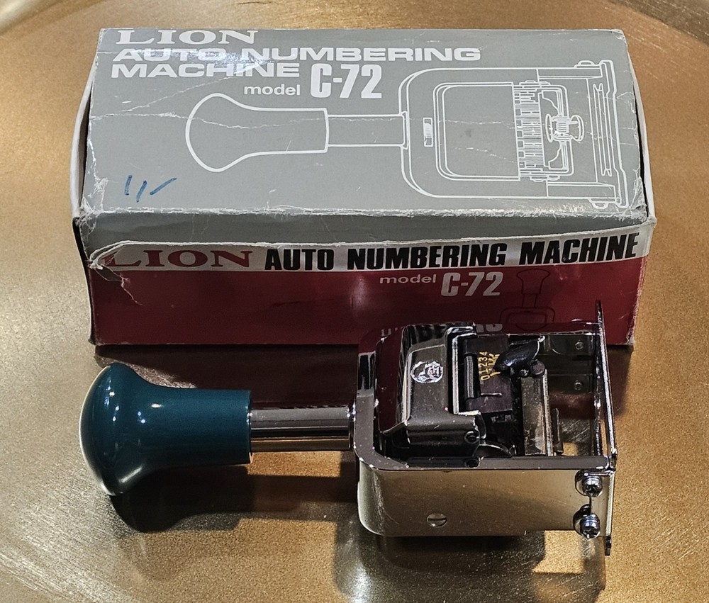 Lion Automatic Numbering Machine # C-72 Instructions Japan Vintage