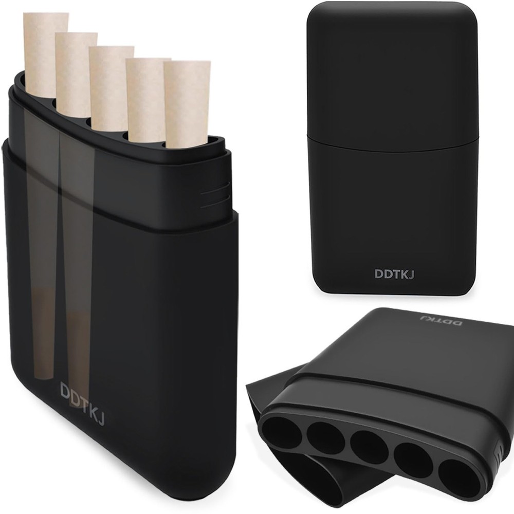 5Hole King Size Preroll Cone Holder Case | Classic Black Pre Rolled Cone Stor...