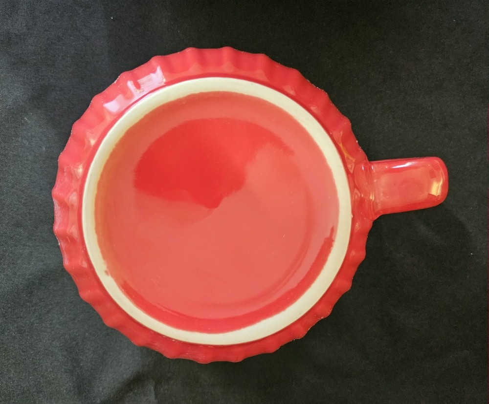 Mixing Bowl w/ Pour Spout and Handle 2 Quart Ceramic Red