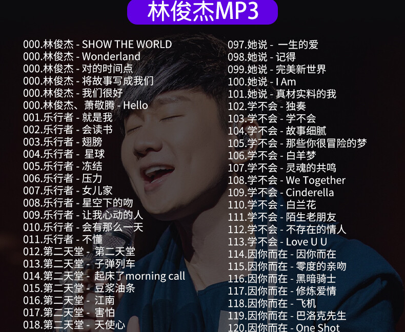 林俊杰车载u盘歌曲 JJ专辑全集 华语流行唱作歌手 无损高音质16G usb优盘
