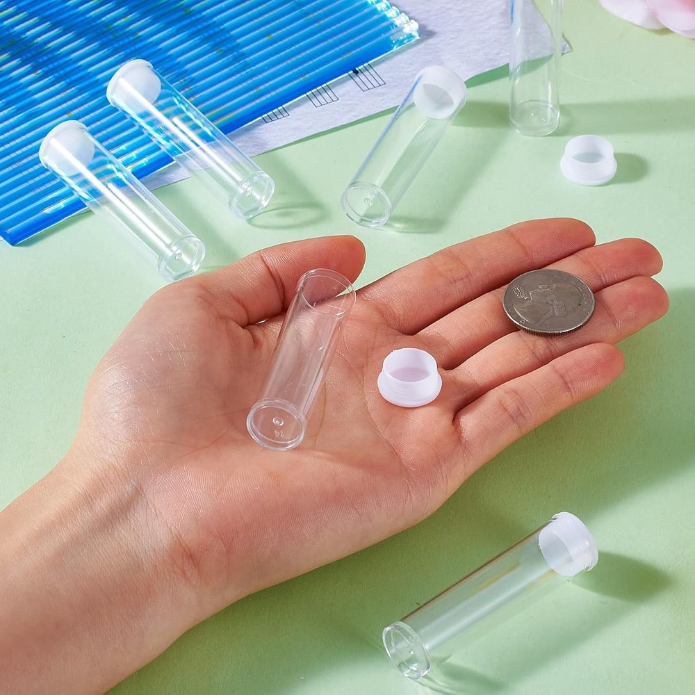 100Pcs Transparent Clear Plastic Small Empty Storage Tubes Bead Container Set...