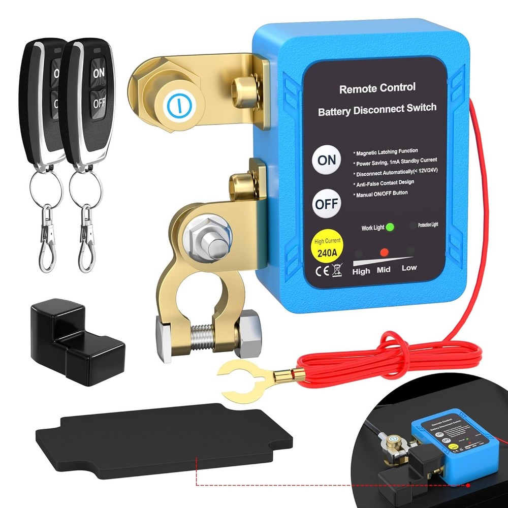 Kill Switch 12V 240A Remote Battery Disconnect Switch Automatic Power Off Switch