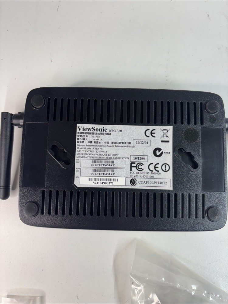 ViewSonic WPG-360 Wireless remote Presentation Gateway / NO POWER SUPPLY