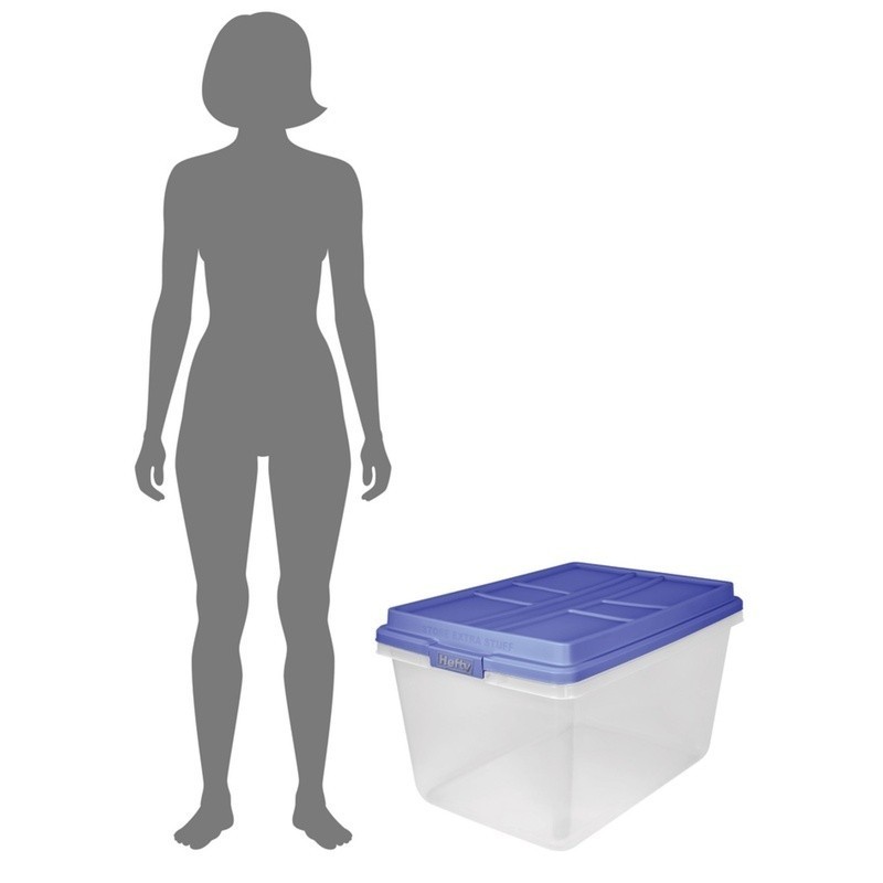 Clear Storage Bin 72 Quart Stackable Container W/ Latches & HI-RISE Lid Double