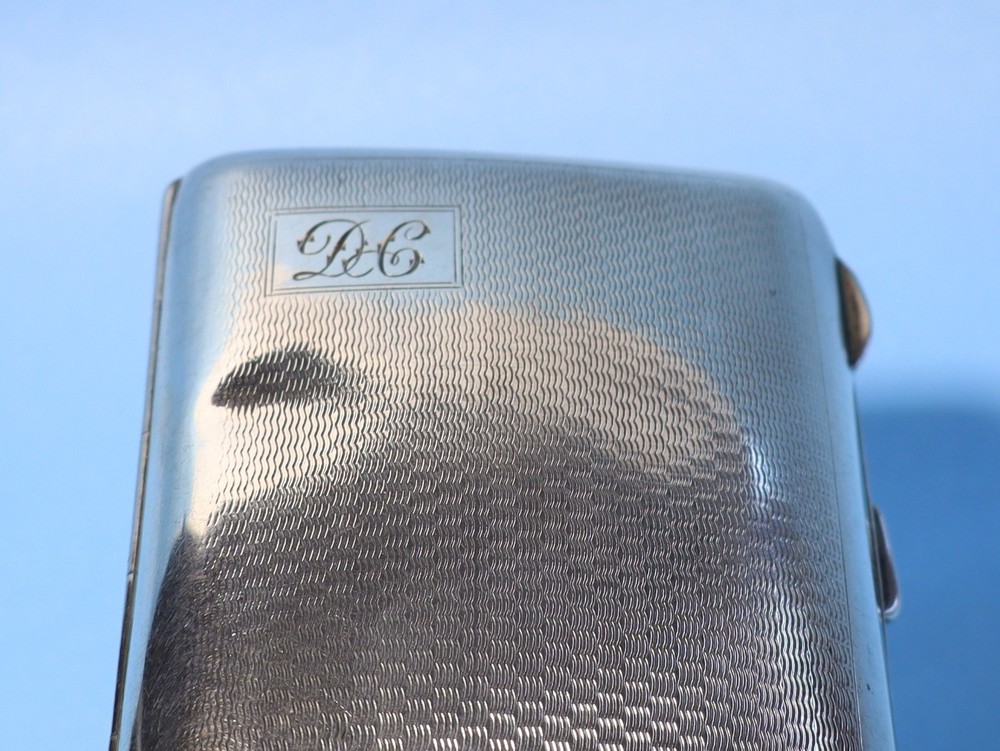 1931 Sterling Silver Cigarette Case with DC Initials + Gilt Interior dented #NM