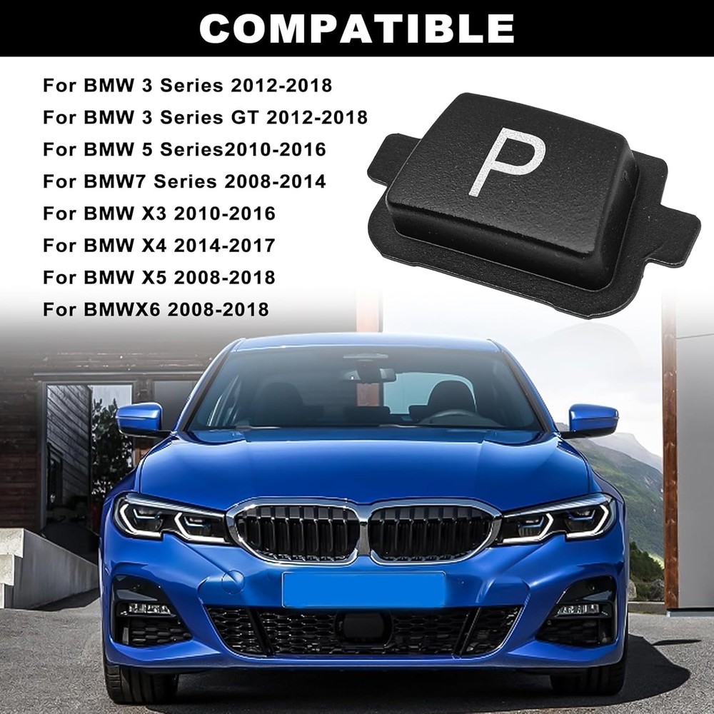 Gear Shift P Button, Lever Parking P Button Cover Cap Black, Compatible with 3'