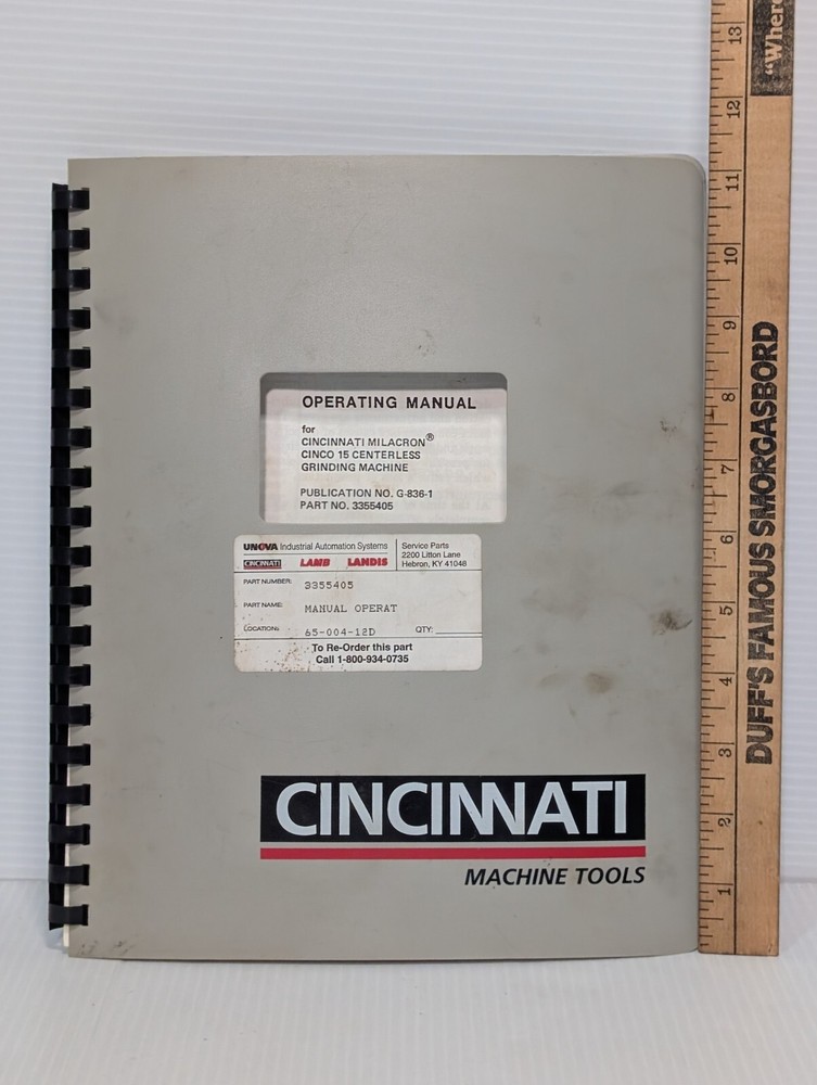 Cincinnati -Operating Instruction Manual - CINCO 15 Centerless Grinding Machine