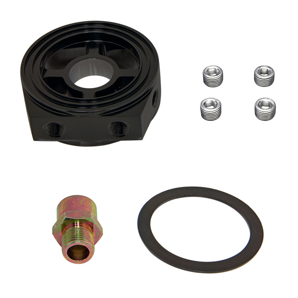 GlowShift Aluminum Oil Filter Sandwich Sensor Adapter - 13/16-16 Thread
