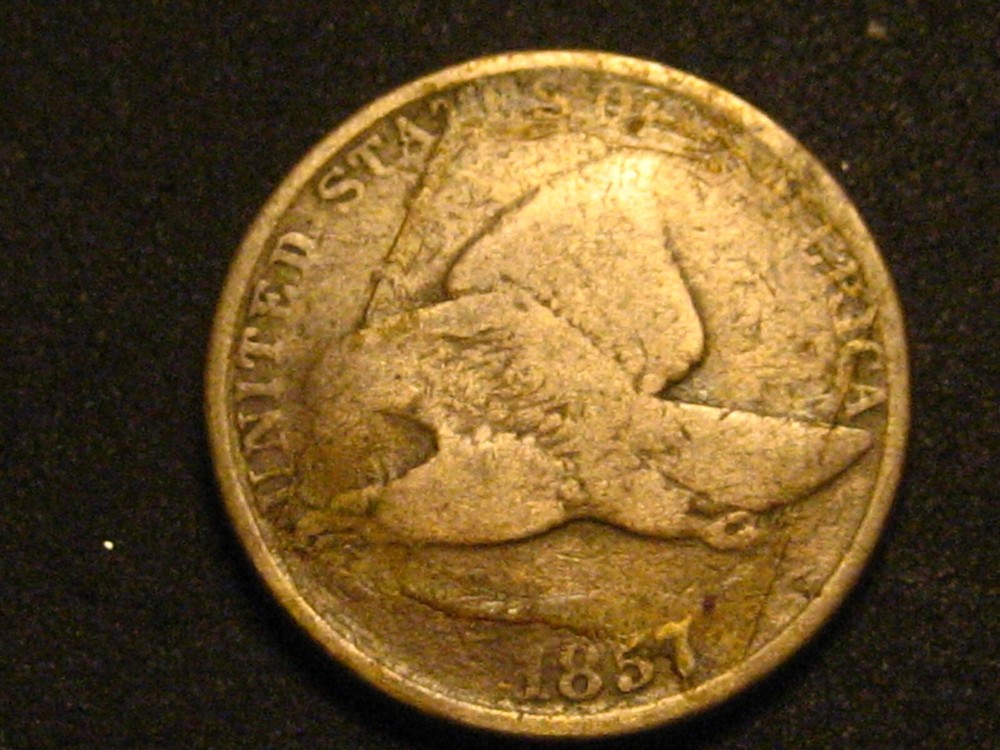 1857 Flying Eagle Cent VG Detail