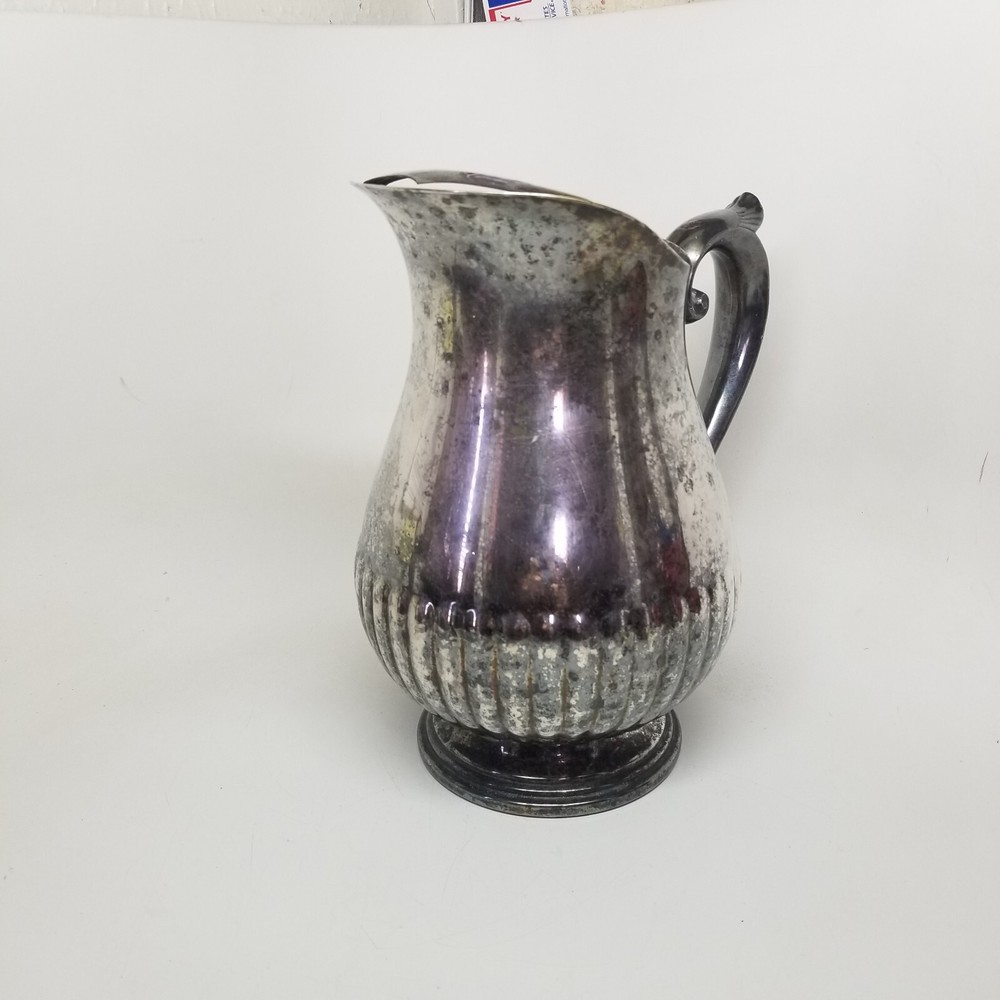 Sheffield Silver Co. Silverplate Water Pitcher w Ice Lip And Decorative Design