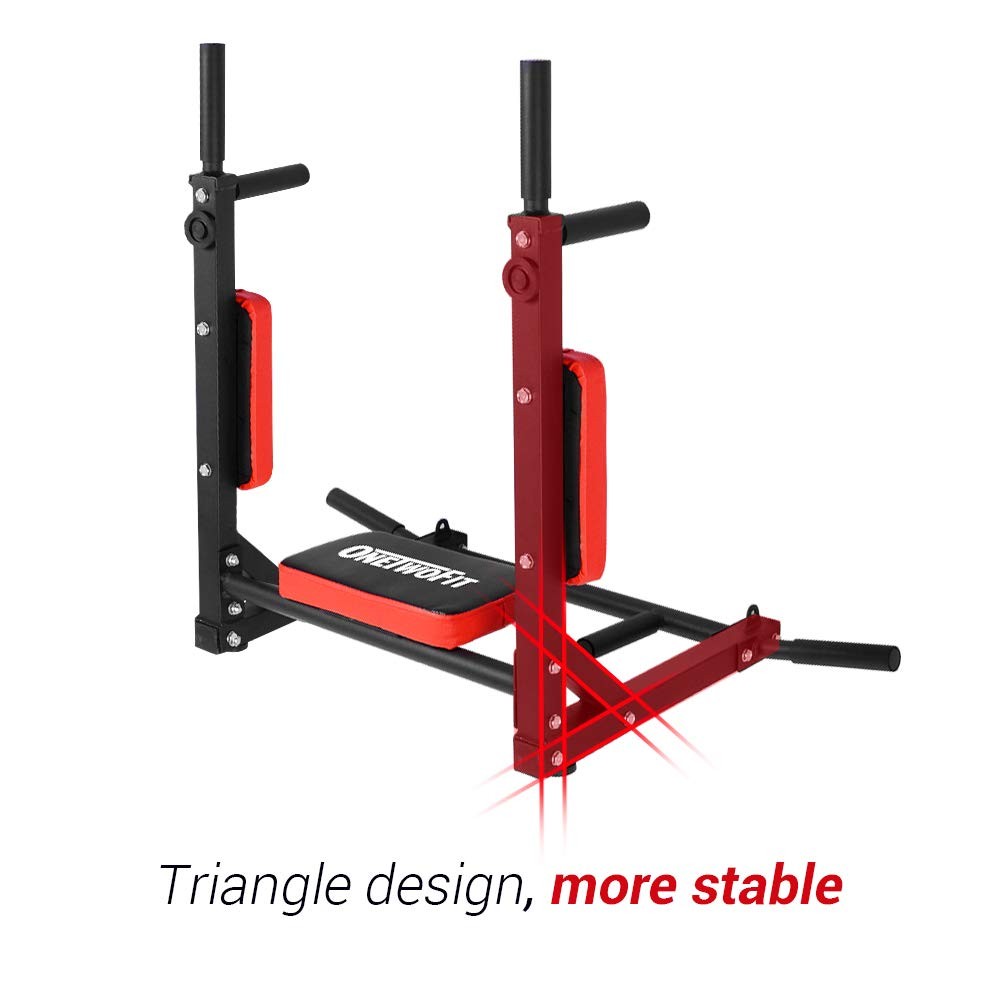 OneTwoFit Multifunctional Wall Mounted Pull Up Bar Chin bar Dip Red