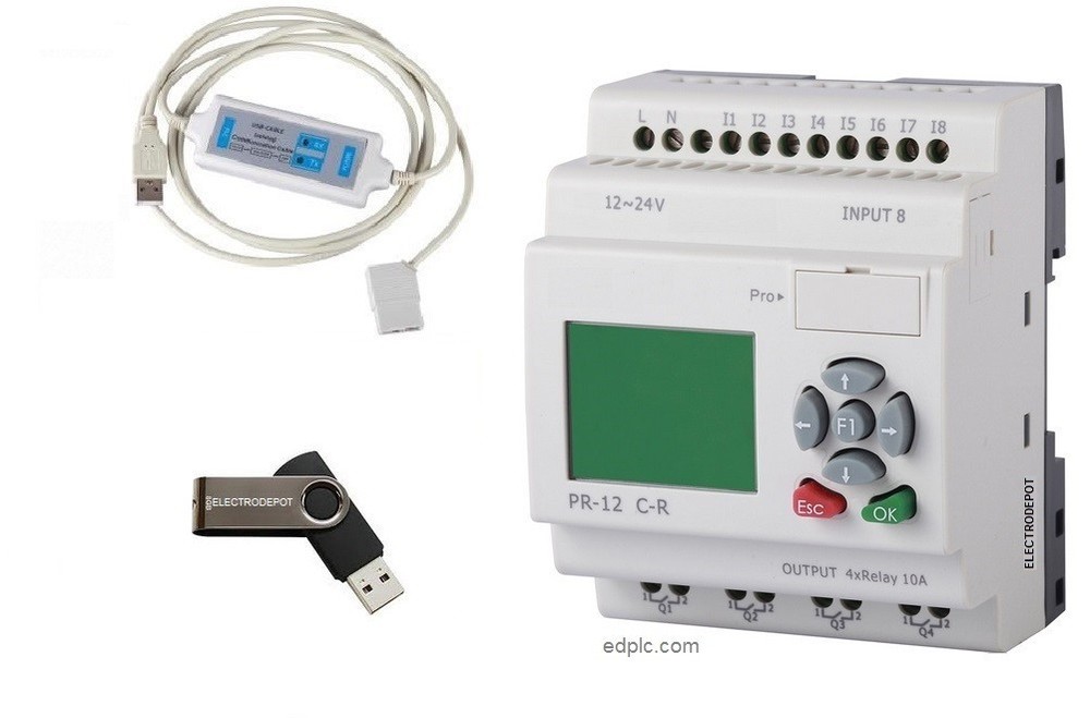 Starter Kit PLC Controller 12V 24V Function Logic Programming Software, 8in 4out