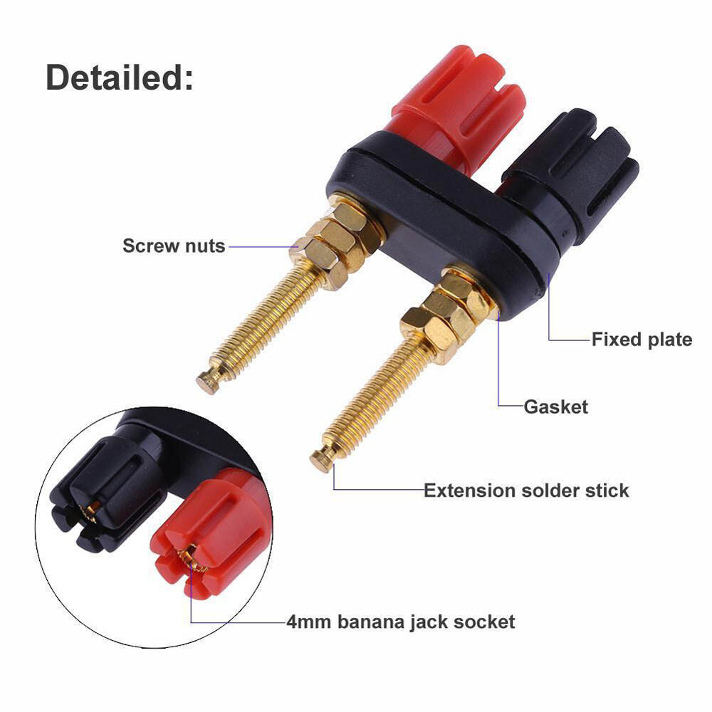 2Pcs Extended Speaker Banana Plug Binding Post Terminal Connector Banana Socket