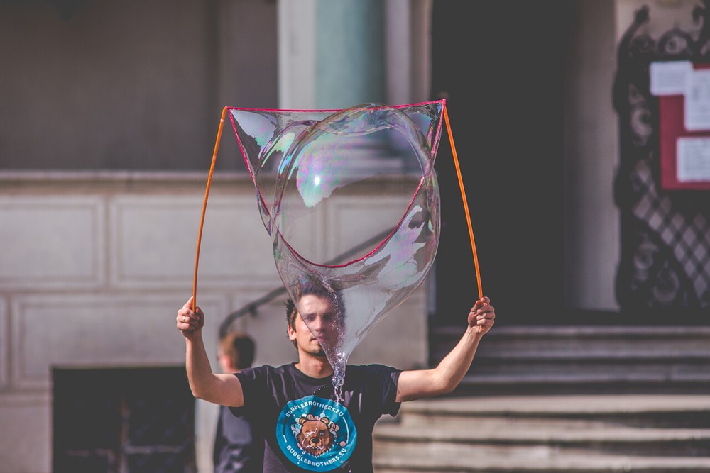 Giant Bubble Maker Wand Bubble Stick Blow Huge Bubbles Orange 50cm String 1,5m