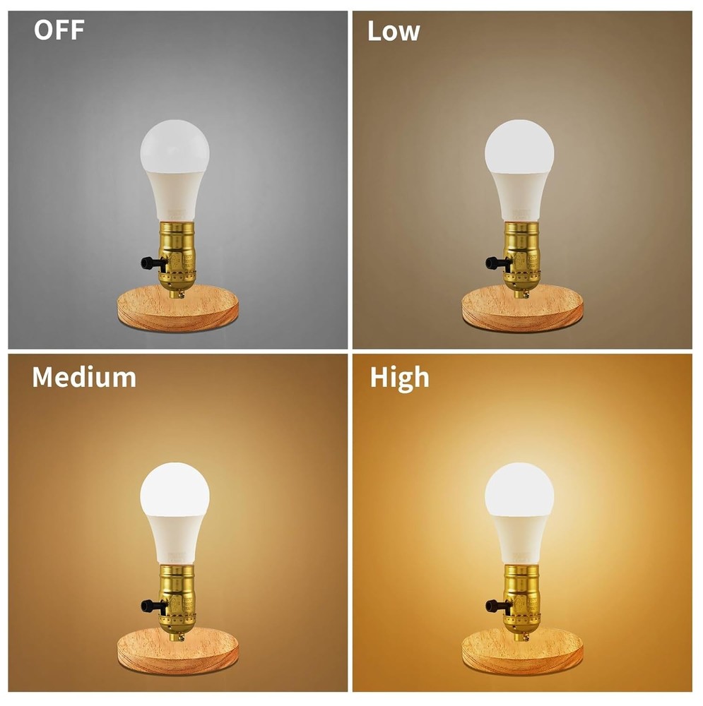 2 Pcs 3 Way Lamp Socket Replacement for E26 Threaded Base, 3 Light Gold