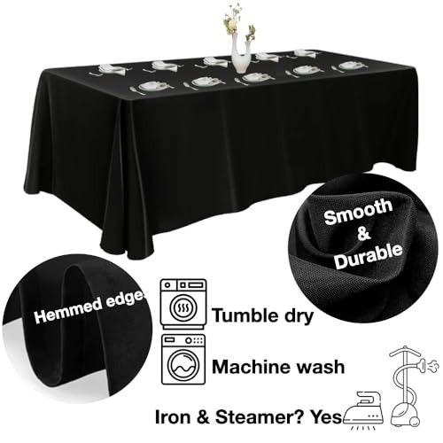 Extra Large Table Cloths. 8+ft Rectangle Tables 156" x 90" (Rectangular) Black