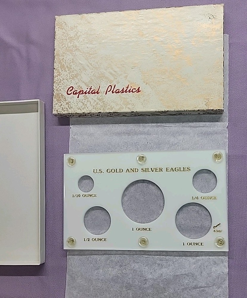 Capitol Plastics  U.S. Gold & Silver Eagle Holder White Plastic Screw Type #434F