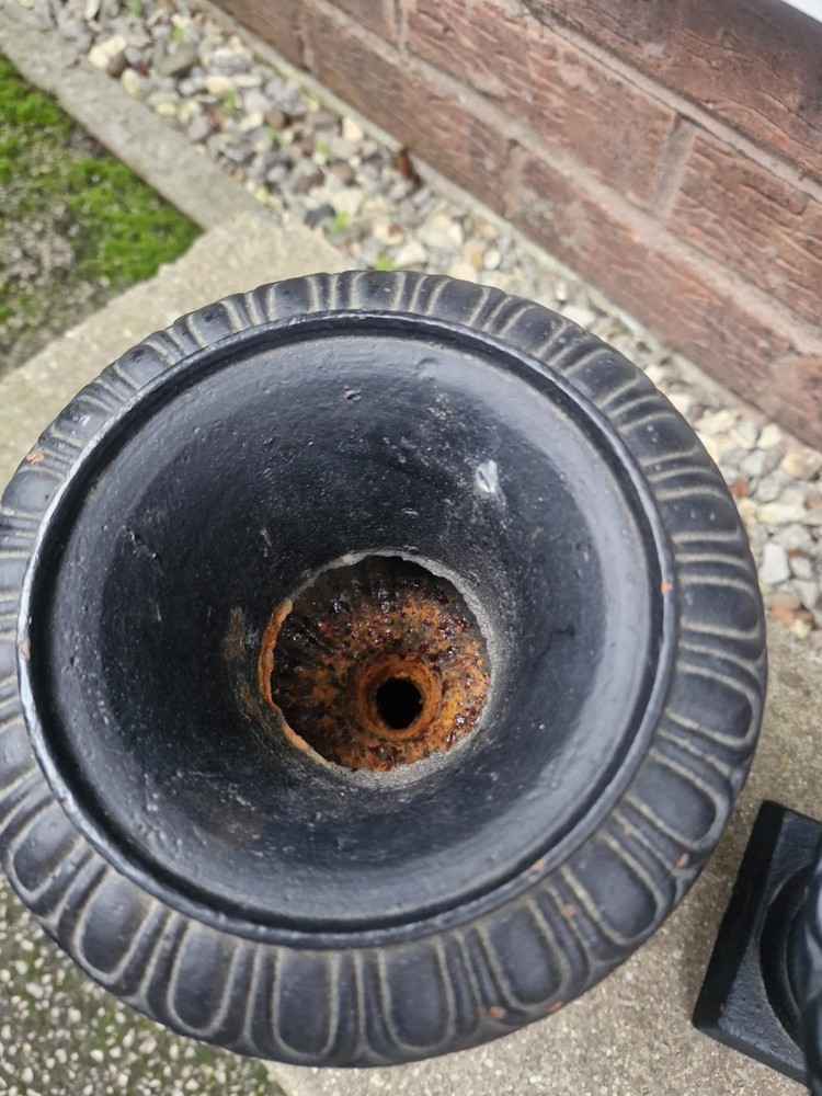 Pair Cast Iron Minature Classical Urns