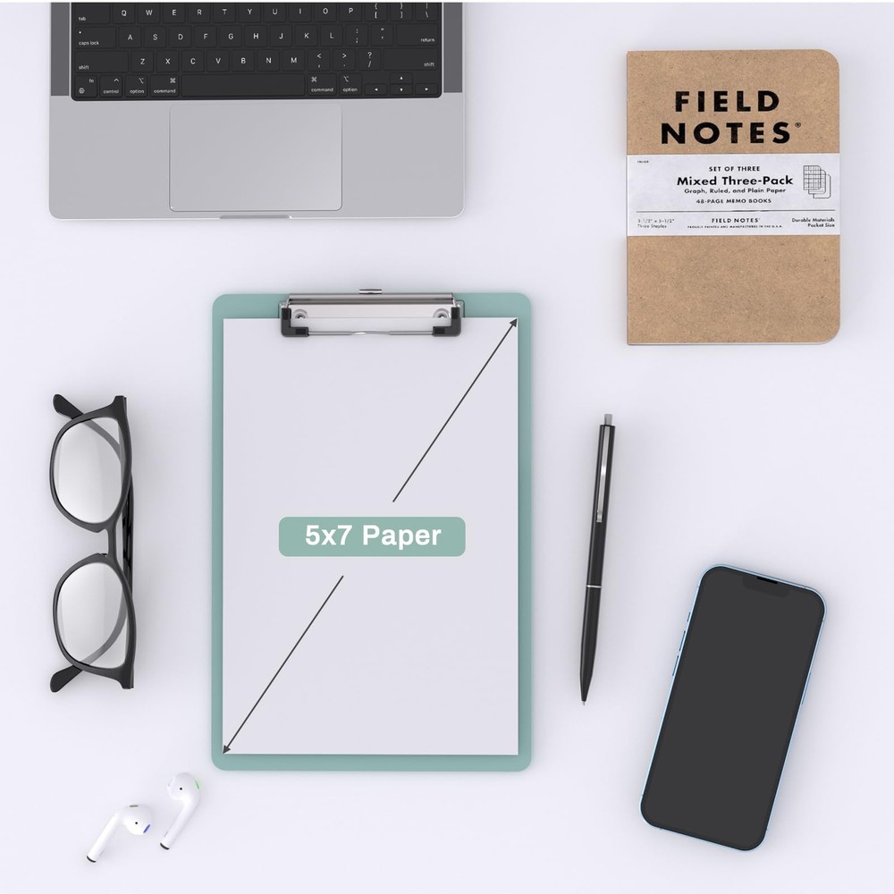 2 Pack Small Clipboards, A5 Plastic Mini Deep Green Clip Board for Classroom,...
